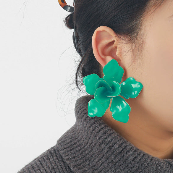 Wholesale Alloy Flower Dripping Oil Fashion Exaggerated Women's Earrings