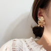 Wholesale Alloy Flower Earrings Electroplated Women's Fashionable Exaggerated Multi Layer Large Petal All Match
