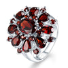 Wholesale Alloy Flower Geometric Ring For Women With Electroplating Treatment And Garnet Red Zircon