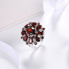 Wholesale Alloy Flower Geometric Ring For Women With Electroplating Treatment And Garnet Red Zircon