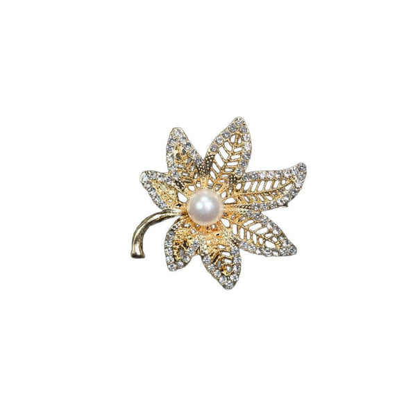 Wholesale Alloy Flower Leaves Electroplated Brooch Clothing Accessories For Women And Unisex