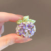 Wholesale Alloy Flower Pattern Electroplated Ladies' Natural Style Purple Hydrangea Brooch
