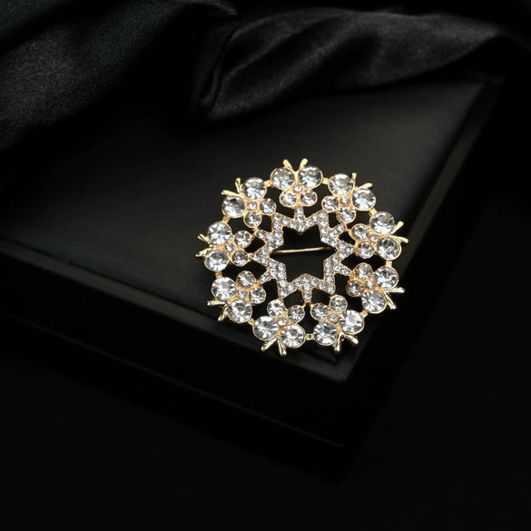Wholesale Alloy Flower Pattern Electroplated Women's Fashion Highend Brooch Jewelry