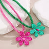 Wholesale Alloy Flower Pendant Necklace With Colorful Cotton Rope And Electroplating For Women
