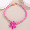 Wholesale Alloy Flower Pendant Necklace With Colorful Cotton Rope And Electroplating For Women