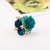 Wholesale Alloy Flower Resin Ring With Diamond Design