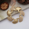 Wholesale Alloy Flower Shaped Ginkgo Leaf Brooch For Women Electroplated Retro Simple Rhinestone Fixed High Grade All Match Corsage