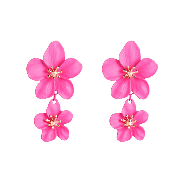 Wholesale Alloy Fresh Flower Baking Paint Earrings For Women