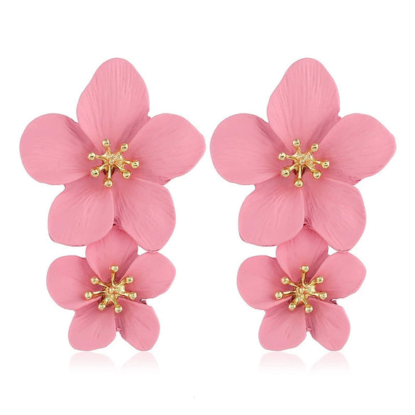 Wholesale Alloy Fresh Flower Baking Paint Earrings For Women