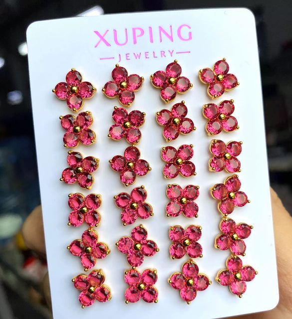 Wholesale Alloy Fresh Style Flower Inlaid Zirconium Earrings For Women