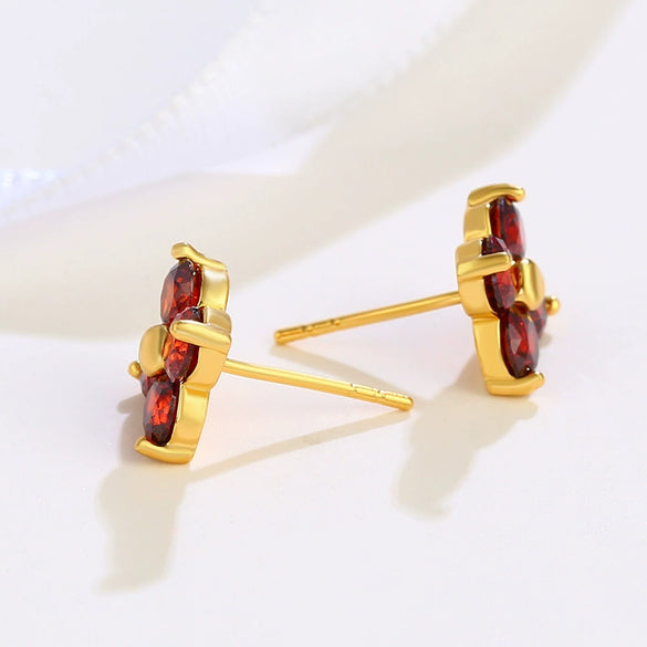 Wholesale Alloy Fresh Style Flower Inlaid Zirconium Earrings For Women