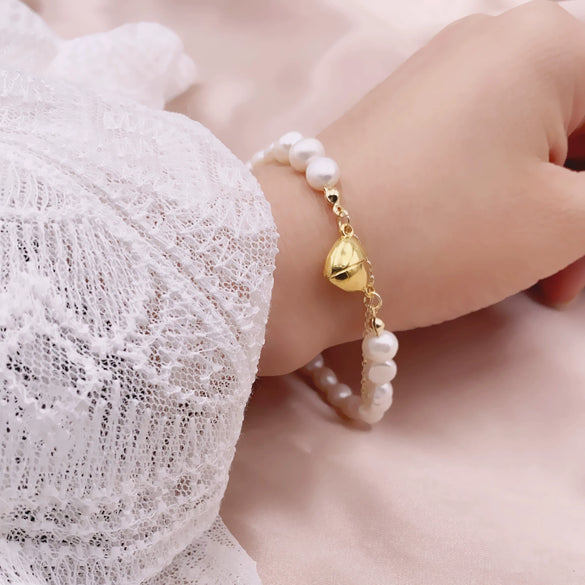 Wholesale Alloy Freshwater Pearl Geometric Irregular Bracelet For Women With Retro Style