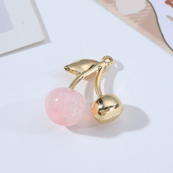 Wholesale Alloy Fruit Cherry Style Electroplated Diy Earrings And Hair Accessory Pendant Materials