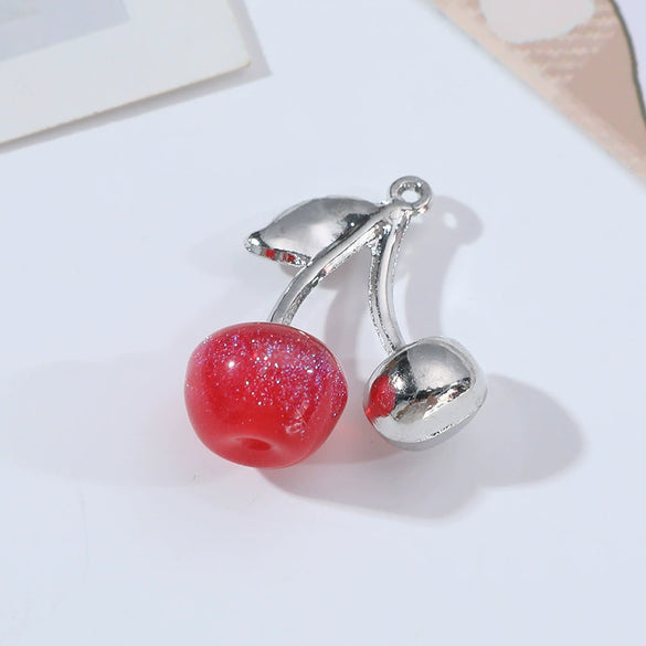 Wholesale Alloy Fruit Cherry Style Electroplated Diy Earrings And Hair Accessory Pendant Materials