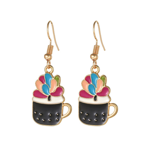 Wholesale Alloy Fruit Earrings With Geometric Pattern Electroplating Cute Style