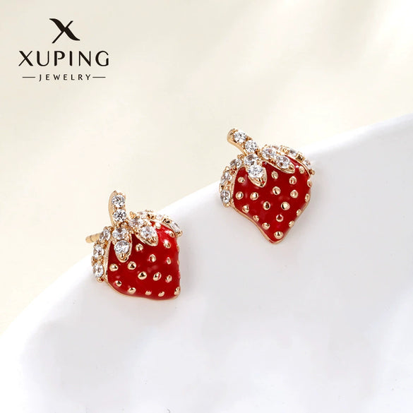 Wholesale Alloy Fruit Strawberry Style Electroplated Women's Earrings