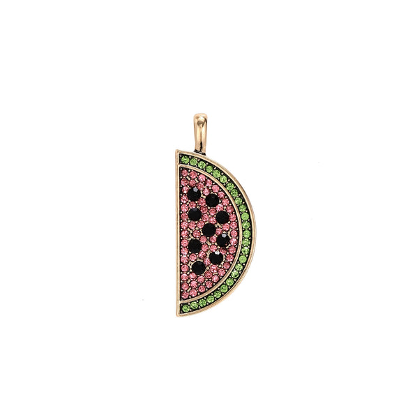 Wholesale Alloy Fruit Style Watermelon Pendant Necklace With 18K Gold Electroplating For Women