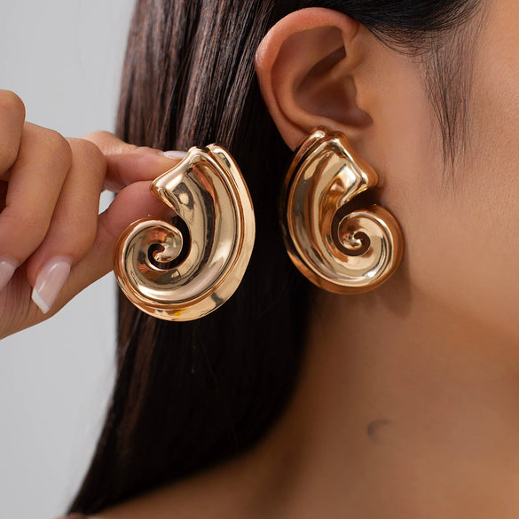Wholesale Alloy Geometric And Flower Pattern Exaggerated Electroplated Women's Earrings