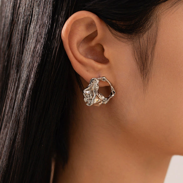 Wholesale Alloy Geometric And Flower Pattern Exaggerated Electroplated Women's Earrings