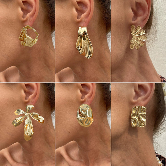Wholesale Alloy Geometric And Flower Pattern Exaggerated Electroplated Women's Earrings