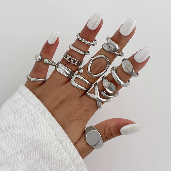 Wholesale Alloy Geometric Asymmetrical Water Drop Hug Ring With Electroplating For Women