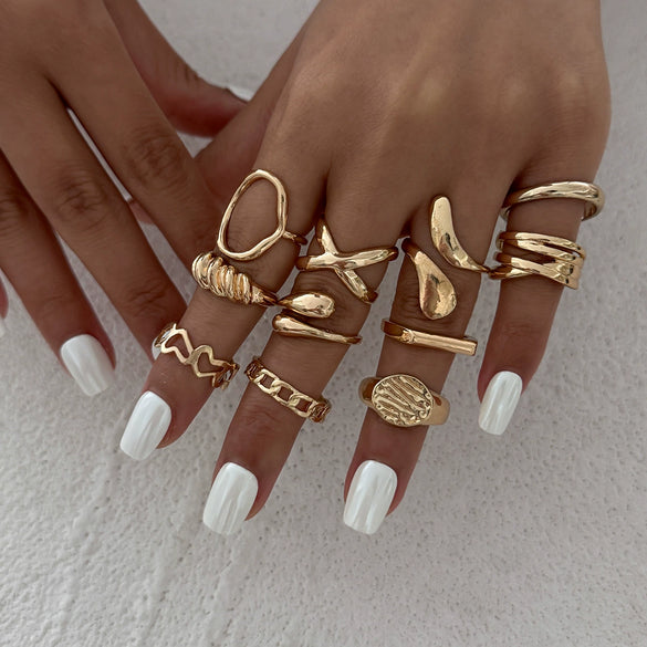 Wholesale Alloy Geometric Asymmetrical Water Drop Hug Ring With Electroplating For Women