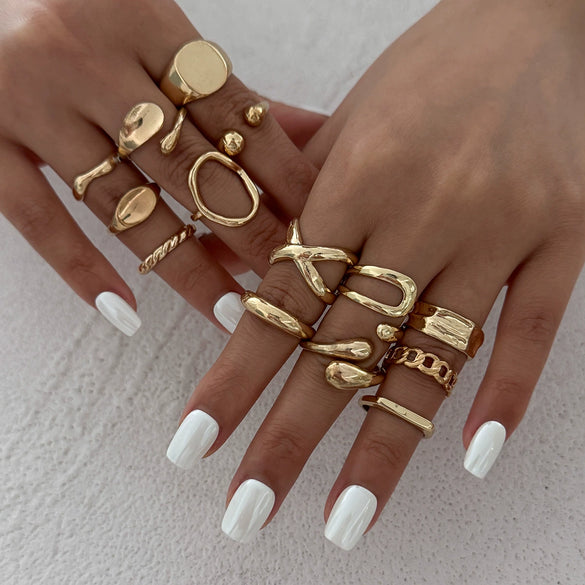 Wholesale Alloy Geometric Asymmetrical Water Drop Hug Ring With Electroplating For Women