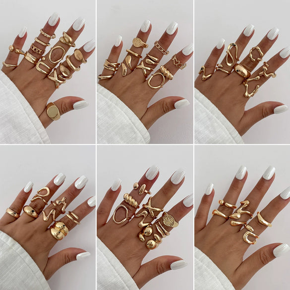 Wholesale Alloy Geometric Asymmetrical Water Drop Hug Ring With Electroplating For Women