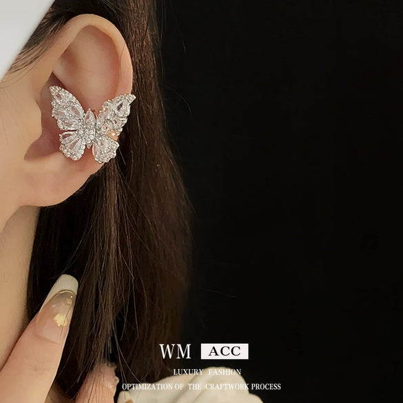 Wholesale Alloy Geometric Butterfly Women's Cold Style Fashion Light Luxury Ear Bone Clip Earrings With Electroplating
