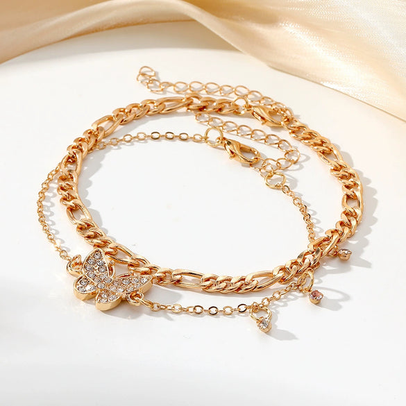 Wholesale Alloy Geometric Butterfly Women's Punk Beach Anklet