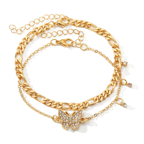Wholesale Alloy Geometric Butterfly Women's Punk Beach Anklet