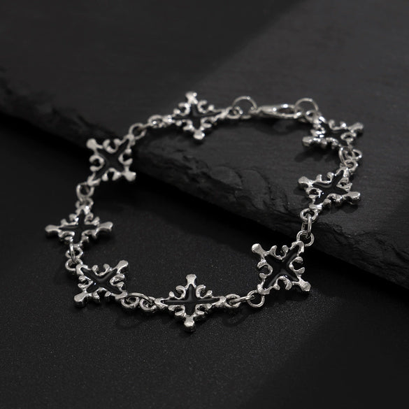 Wholesale Alloy Geometric Cross Electroplated Men's Hip Hop Bracelet