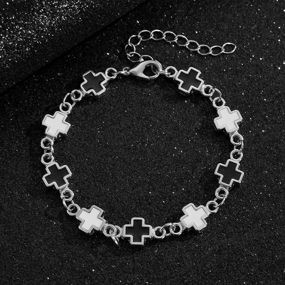 Wholesale Alloy Geometric Cross Electroplated Unisex Light Luxury Bracelet Jewelry