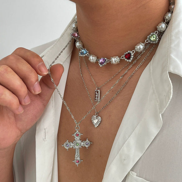 Wholesale Alloy Geometric Cross Handmade Pendant Necklace For Men Hiphop Style