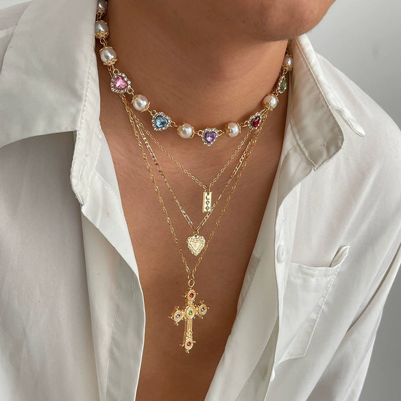Wholesale Alloy Geometric Cross Handmade Pendant Necklace For Men Hiphop Style
