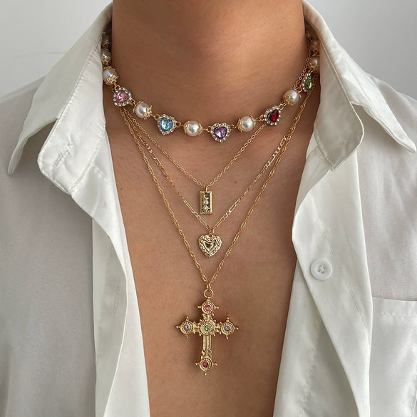 Wholesale Alloy Geometric Cross Handmade Pendant Necklace For Men Hiphop Style