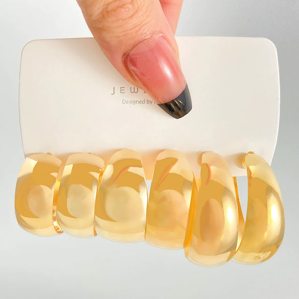 Wholesale Alloy Geometric Cshaped Electroplated Women's Earrings 3Piece Set