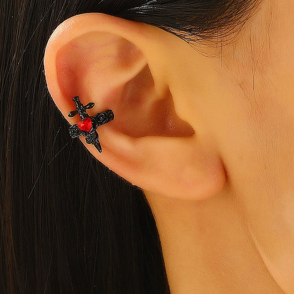 Wholesale Alloy Geometric Dark Gothic Rose Love Cross Ear Clips For Unisex And Women With Electroplating