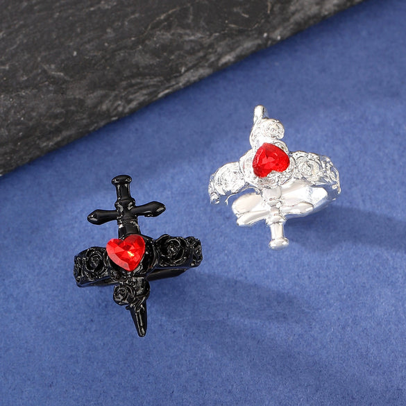 Wholesale Alloy Geometric Dark Gothic Rose Love Cross Ear Clips For Unisex And Women With Electroplating