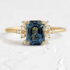 Wholesale Alloy Geometric Design Electroplated Fashion Ring For Women And Couples With Dark Blue Zircon