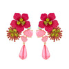 Wholesale Alloy Geometric Diamond Vintage Resin Flower Beaded Earrings For Women