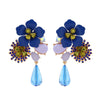 Wholesale Alloy Geometric Diamond Vintage Resin Flower Beaded Earrings For Women