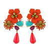 Wholesale Alloy Geometric Diamond Vintage Resin Flower Beaded Earrings For Women