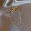Wholesale Alloy Geometric Doublering Design Brooch For Women With Highend Tassel And Electroplating Treatment