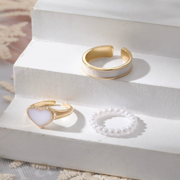 Wholesale Alloy Geometric Dripping Glue Style Unisex Ring Threepiece Set