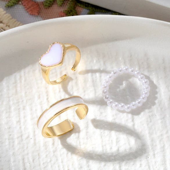Wholesale Alloy Geometric Dripping Glue Style Unisex Ring Threepiece Set