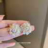 Wholesale Alloy Geometric Earrings With Diamond And Pearl Retro Light Luxury Electroplated For Women
