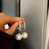 Wholesale Alloy Geometric Earrings With Diamond And Pearl Retro Light Luxury Electroplated For Women