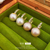Wholesale Alloy Geometric Earrings With Diamond And Pearl Retro Light Luxury Electroplated For Women