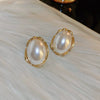 Wholesale Alloy Geometric Earrings With Diamond And Pearl Retro Light Luxury Electroplated For Women